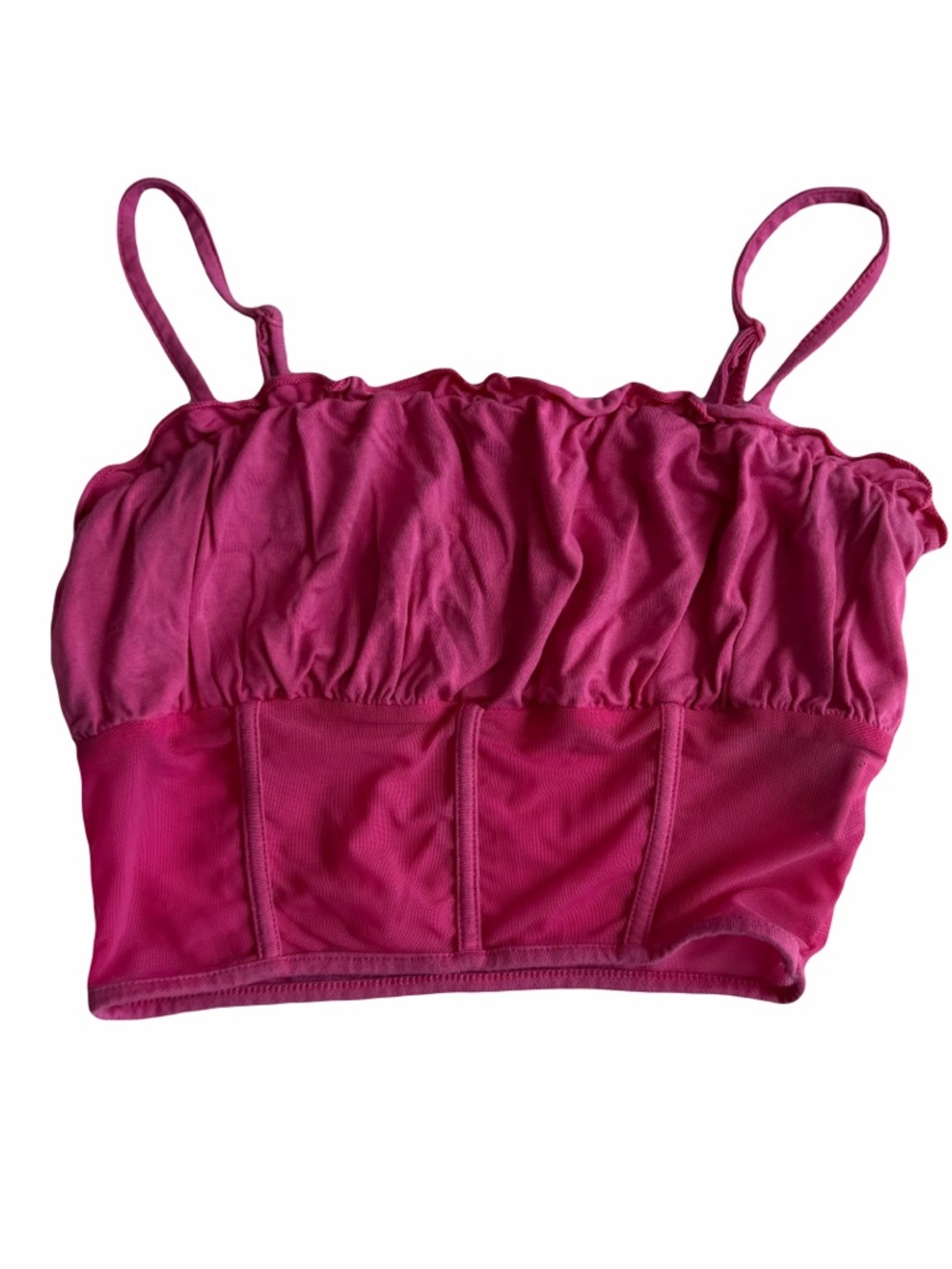 Pink Ruched Bustier Crop Top